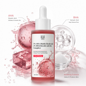 Sérum exfoliant 5% <span class=keywords><strong>AHA</strong></span> <span class=keywords><strong>2</strong></span>% <span class=keywords><strong>BHA</strong></span> 40ml à marque privée – Acide glycolique pour l'acné et les pores - Product Image 4