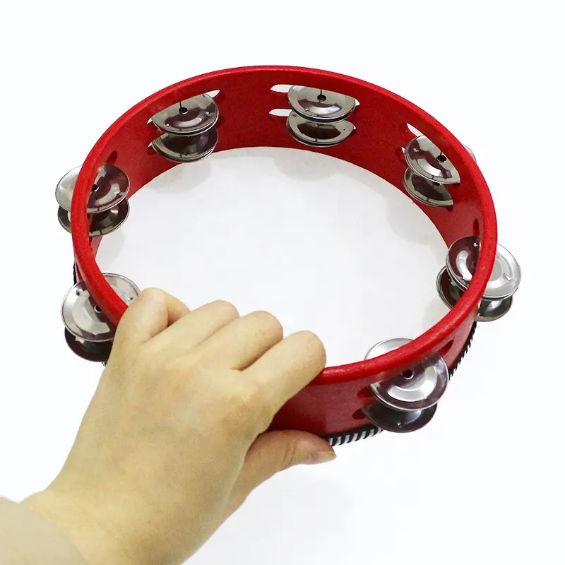 Holztambourine musikalische Kinder-Stickereinstrumente Kinder-Musikinstrument-Trommel für Erwachsene Kinder mit Metall-Jingles