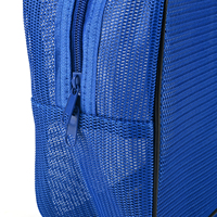 Sac de rangement cosmétique portable en maille respirante bleu foncé, durable et personnalisé, pour le maquillage et la douche en voyage