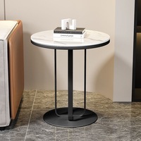 Table d'appoint moderne de luxe en métal et dalle de roche pour canapé, salon ou appartement – Table console de luxe légère pour thé ou café