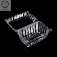 Scatola in Plastica PET Trasparente Monouso, Spessore 0,35mm, per Confezionamento Frutta e Uva nei Supermercati, Marca LEAP PACK con Design in Rilievo
