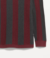 Pull-over tricoté élégant à rayures contrastées pour homme, idéal pour l'hiver, doux, chaud, décontracté, à manches longues, avec logo frontal, modèle ODM