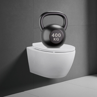 WC suspendu monobloc moderne en céramique, rond, peu encombrant, à chasse d'eau hygiénique, à sortie latérale, avec siphon en P