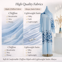 Ensemble Abaya sur mesure avec motif imprimé, 2 pièces en mousseline, vêtements modestes, service OEM, Abayas à motifs personnalisés pour les États-Unis et le Royaume-Uni