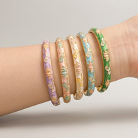 Bracelet de fête pour femme, plaqué or, émail goutte d'huile, motif trèfle rond vintage, pour une belle réception de printemps
