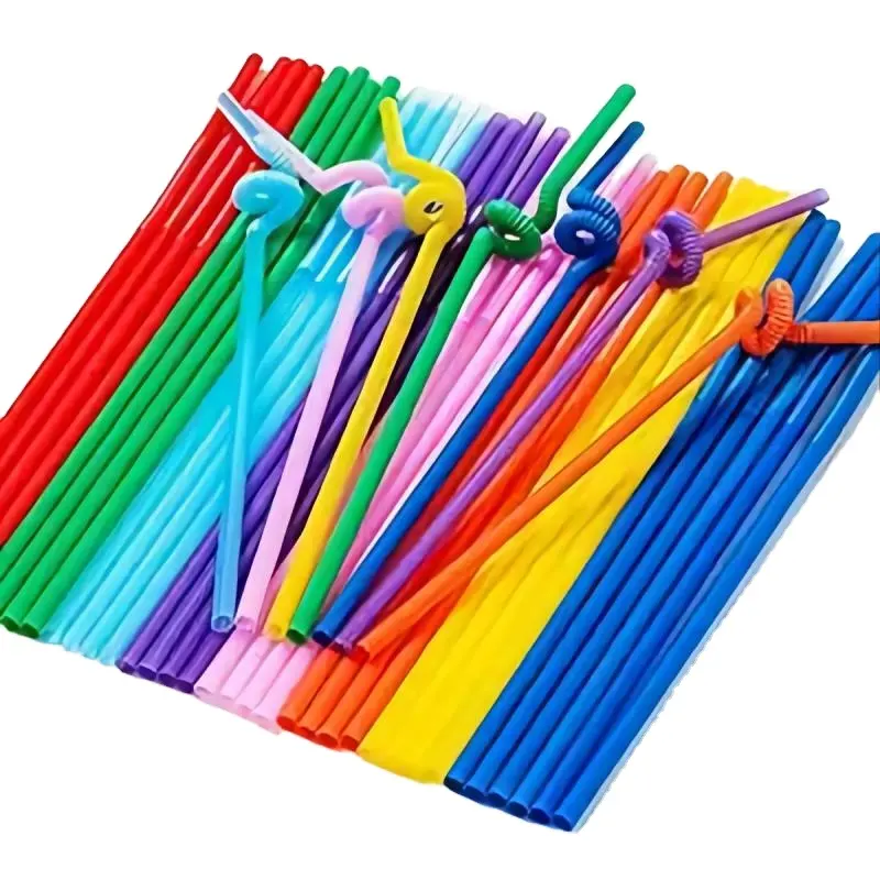 Atops Personalizar Pajitas de plástico flexibles dobladas desechables de colores