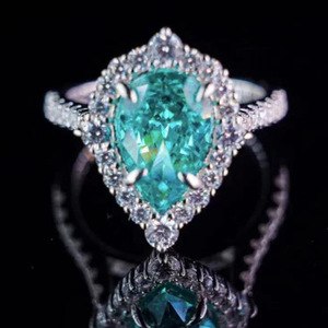 F1352 Anello da donna in argento con diamanti taglio a pera, colore G naturale, gioiello di fidanzamento per lei - Product Image 2