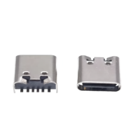 Connecteur femelle USB Type-C 6 broches à montage horizontal SMT pour la charge et les données