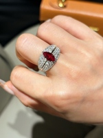 PT950 Ring mit Marquise-Schliff, rotem Rubin, Labor-Edelstein, Diamant-Pavé-Band, Halo-Verlobungs- und Hochzeitsschmuck für Frauen, nur hochwertige Qualität