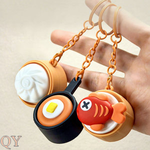 QY Llavero Push Button De Comida Simulada 3D Hamburguesa Huevo Pizza Fidget Juguete Antiestrés Encanto Bolsa Mayorista - Product Image 4