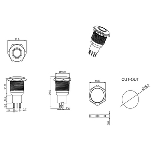 Interrupteurs à <span class=keywords><strong>bouton</strong></span>-poussoir métalliques auto-bloquants miniatures ronds de 12 mm, étanches IP65, accessoires pour moto, 5A 250V - Product Image 4
