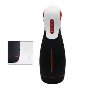 Global sales leader high-end atmosphere advanced black soft silicone voice automatic massage heating male masturbation device