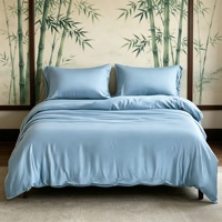 Ensemble de housse de couette en tissu satiné 100% fibre de bambou biologique, uni, 400TC, certifié OEKO-TEX, écologique, respirant, literie moderne