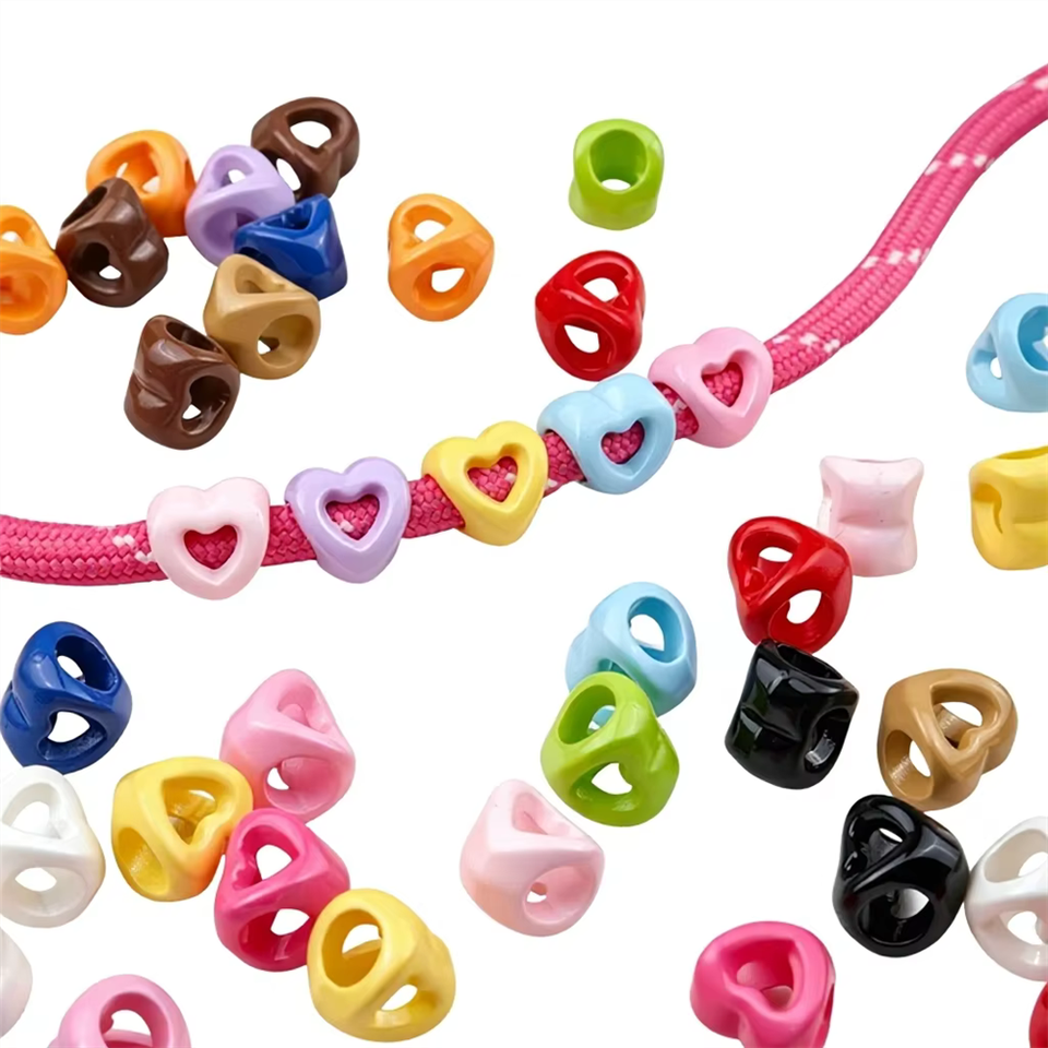 Random Orange Shapes 9mm Hollow Love Colorful 5 Big Hole Heart Large Beads for Keychain ...