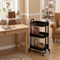 Carrito de Almacenamiento Metálico de 3 Niveles con Ruedas, Multifuncional para Cocina, Baño, Oficina, Organizador