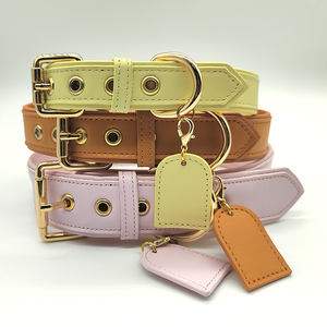 Collier de chien fait à la main de luxe premium réglable en cuir végétalien de couleurs vives - Product Image 1