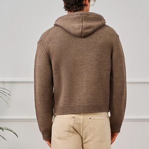 Vente en gros de sweat <span class=keywords><strong>à</strong></span> capuche zippé personnalisé en maille, <span class=keywords><strong>à</strong></span> manches longues, <span class=keywords><strong>à</strong></span> épaules tombantes, coupe courte, en mélange de <span class=keywords><strong>laine</strong></span> épaisse - Product Image 2