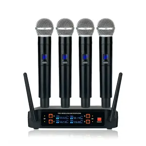 Dekao RTS mikrofon nirkabel 4 in 1, mikrofon genggam sistem mikrofon menyanyi Karaoke kualitas tinggi untuk pidato