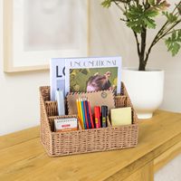 Boîte de rangement de bureau faite à la main, boîte en rotin tressé, idéale pour les fournitures de bureau et l'organisation du bureau