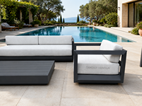 Hangkai Luxuriöse Moderne Zeitgenössische Wetterfeste Aluminium-Gartenmöbel-Sets für Hotel-Innenhof Park Kaffeetisch Sofa-Set