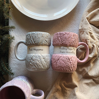 Tasse à café en céramique avec fil réaliste, couleur bleu clair, avec détail, cadeau de fête des mères, nouveauté