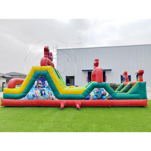 Château gonflable commercial avec toboggan et mur d'escalade, parcours d'obstacles gonflable à thème de dessin animé pour adultes - Product Image 3