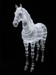 Sculpture de cheval en métal soudé grandeur nature 3D grillage Art Animal <span class=keywords><strong>jardin</strong></span> cour décoration de noël - Product Image 2
