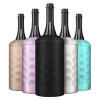 Reekoos Ensemble de seau refroidisseur de bouteille de vin portable en acier inoxydable à double paroi isolé sans glace pour le champagne de fête
