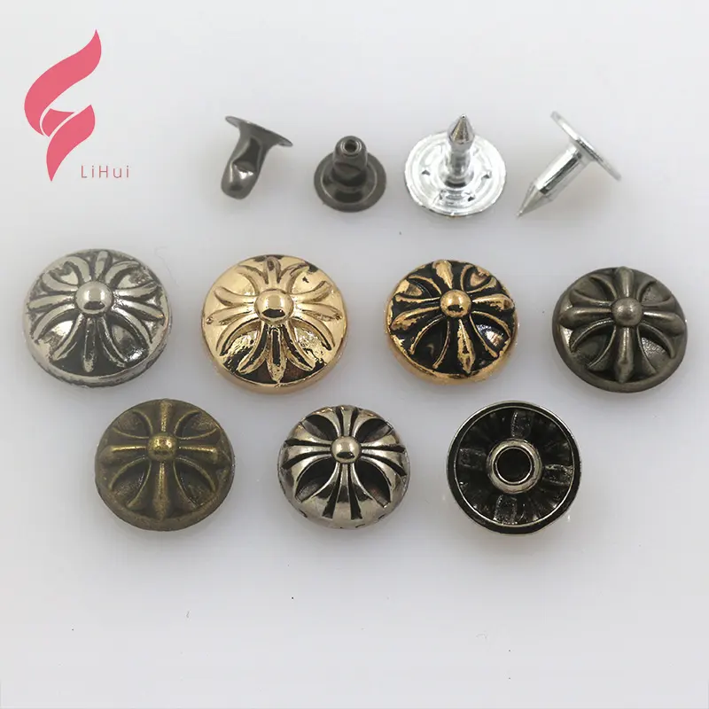 Lihui Pakaian Perangkat Keras DIY Pengencang Kancing Tekan Garmen Kancing Kustom Desainer Logo 18 MM Kancing Jin Logam untuk Pakaian