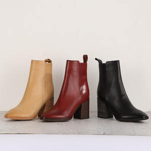 Botas Vaqueras <span class=keywords><strong>de</strong></span> Cuero <span class=keywords><strong>para</strong></span> <span class=keywords><strong>Mujer</strong></span>, Invierno, Punta Redonda, Tacón Grueso, Forro <span class=keywords><strong>de</strong></span> Cuero Genuino, Zapatos <span class=keywords><strong>de</strong></span> <span class=keywords><strong>Tobillo</strong></span> <span class=keywords><strong>para</strong></span> Damas - Product Image 2