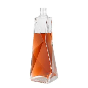 500ml 750ml High End Clear Glass Bottle Unique Liquor Empty Glass Bottle Whiskey Brandy Vodka Tequila Gin Rum Glass Bottle