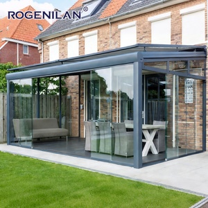 Véranda autoportante de style américain Rogenilan, imperméable, en aluminium à rupture de pont thermique, avec verre préfabriqué, pour 4 saisons - Product Image 1