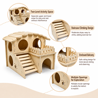 Rumah Hamster Kayu 2 Tingkat, Tempat Persembunyian Hewan Kecil dari Kayu dengan Tangga, Mudah Dirakit, Kokoh untuk Hamster, Gerbil, dan Hewan Kecil Lainnya
