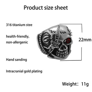 <b>Skull</b> <b>Ring</b> Silver Men's Punk Retro Stainless Steel Geometric Skeleton Design Gift Jewelry 290102 - Product Image 2