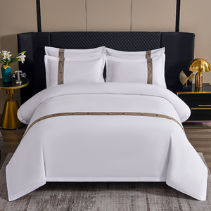 Drap de lit blanc de luxe <span class=keywords><strong>King</strong></span> 100% coton ensemble de literie pour hôtel - Product Image 1