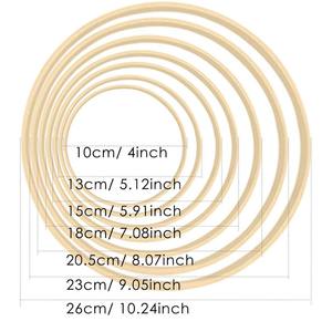 Grands Anneaux Circulaires Artisanaux pour Couronnes et Macramé, Cercles <span class=keywords><strong>en</strong></span> <span class=keywords><strong>Bois</strong></span> Bambou pour <span class=keywords><strong>Attrape</strong></span>-Rêves DIY, Décoration de Mariage, Suspensions Murales Florales - Product Image 2
