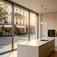 Fenêtres battantes et inclinables en aluminium anti-corrosion sur mesure avec pare-soleil intégré pour la décoration des boutiques de centres commerciaux