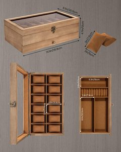 Scatola in Legno per Orologi di Lusso a 2 Livelli, Cofanetto Prestigioso con Fodera in Velluto Morbido, Scatola Verde per Orologi - Product Image 2