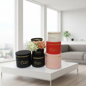 AM-GPA33 Ammy Set di Tre Scatole Rotonde Vuote per Regalo con Lettere <span class=keywords><strong>LOVE</strong></span> Incise in Oro e Fiori Artificiali - Product Image 4