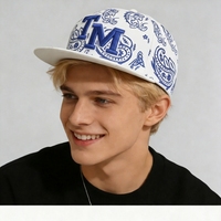 Gorra de Béisbol Casual con Visera Plana y Bordado Paisley de Moda LA, 100% Poliéster
