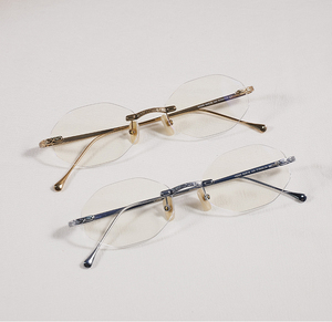 Gafas Ópticas Octogonales Vintage sin Montura, Patillas de Titanio Grabadas, Ultraligeras, de Lujo, para Miopía con Prescripción - Product Image 1