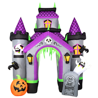 Maison hantée géante de 12.5 pieds, château, arche extérieure, décorations de jardin, pelouse, décorations gonflables d'Halloween