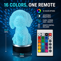 Lampe de Projection 3D Chien Creux RVB 16 Couleurs Changeantes avec Télécommande