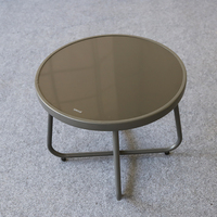 Ensemble de canapés capitonnés beige kaki 4 pièces avec 2 fauteuils et table basse ronde, mobilier de patio pour pelouse et jardin