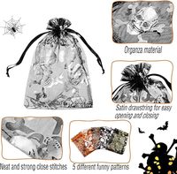 Bolsas de Organza Transparentes con Diseño de Telaraña y Calavera para Regalos de Halloween, Dulces, Joyería y Recuerdos de Fiesta