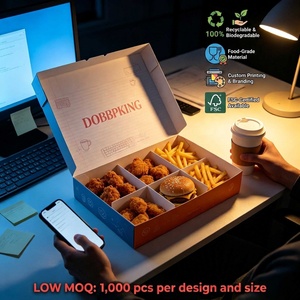 Caja de Papel Ecológica Desechable para Papas Fritas, Envase de Alimentos Personalizado para Alitas de Pollo y <span class=keywords><strong>Hamburguesas</strong></span>, Caja para Comida Rápida para Llevar - Product Image 1
