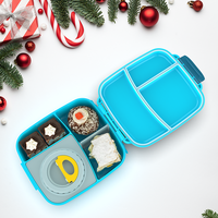 Aohea Boîte à lunch bento portable pour enfants, 1,7 L, rectangulaire, en acier inoxydable et plastique sans BPA, étanche, 3 compartiments, pour l'école
