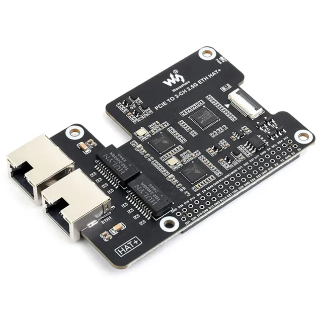 Custom Raspberry Pi 5 PCIe to Dual 2.5G Ethernet Adapter Board-Driver-Free Plug and Play