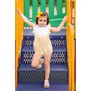 Monogramwholesale-peleles para bebé y niña, Pelele de algodón tejido a rayas, Pelele de burbujas con volantes 2023 - Product Image 4