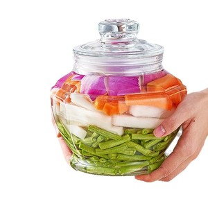 Pot de conservation rond transparent avec couvercle en plastique, taille L, hermétique, pour le kimchi et les écorces de mandarine séchées - Product Image 3